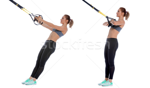 Biceps koppeling atletisch vrouw oefening Stockfoto © blanaru