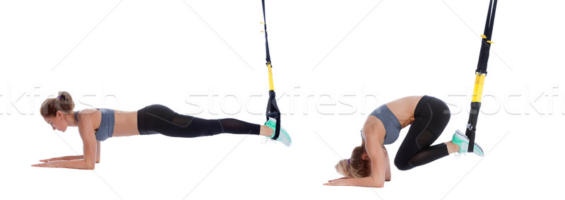 TRX crunch on elbows Stock photo © blanaru