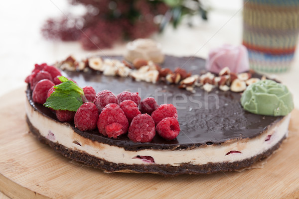 ünnepel nyers vegan torta gyönyörű díszített Stock fotó © blanaru