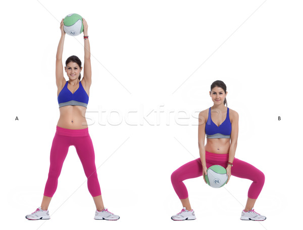 Medicine Ball Squat with Overhead Lift Stock photo © blanaru