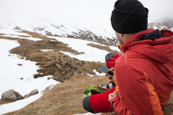 Man on top of moutains Stock photo © blanaru