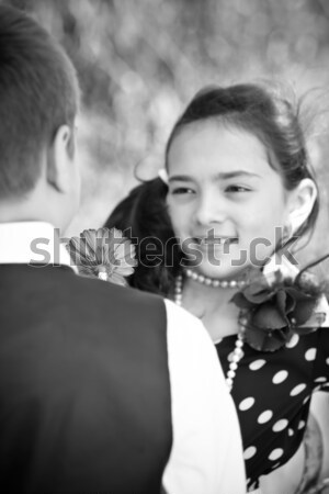 Foto stock: Flor · retrato · retro · blanco · negro