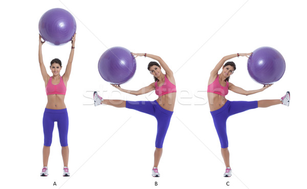 Exercise for lateral abs with a swiss ball Stock photo © blanaru