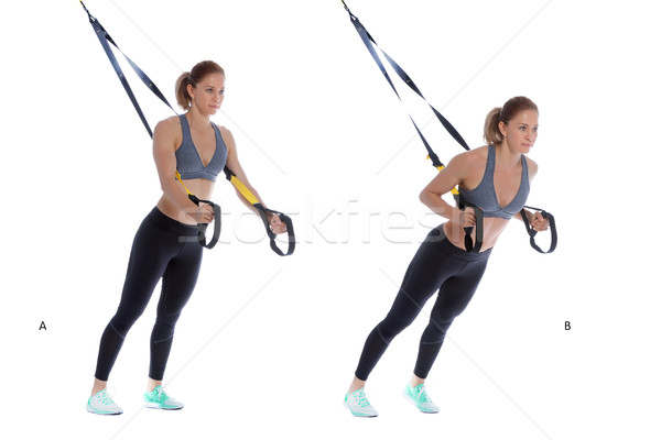 Brust drücken Griff innerhalb sportlich Frau Stock foto © blanaru