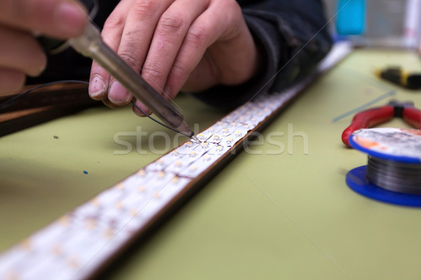 Herstellung Arbeitnehmer gerade line Business Holz Stock foto © blanaru