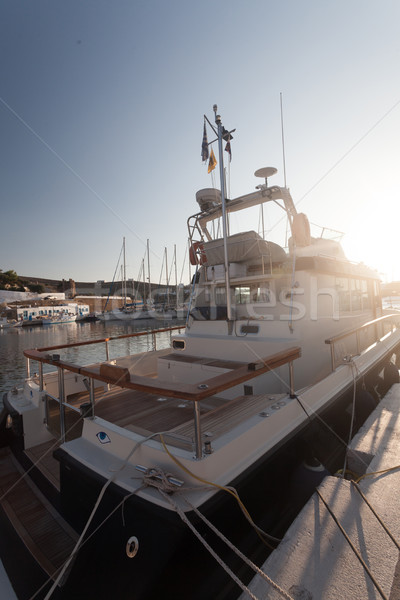 Grecki łodzi most Świt wyspa wiele Zdjęcia stock © blanaru