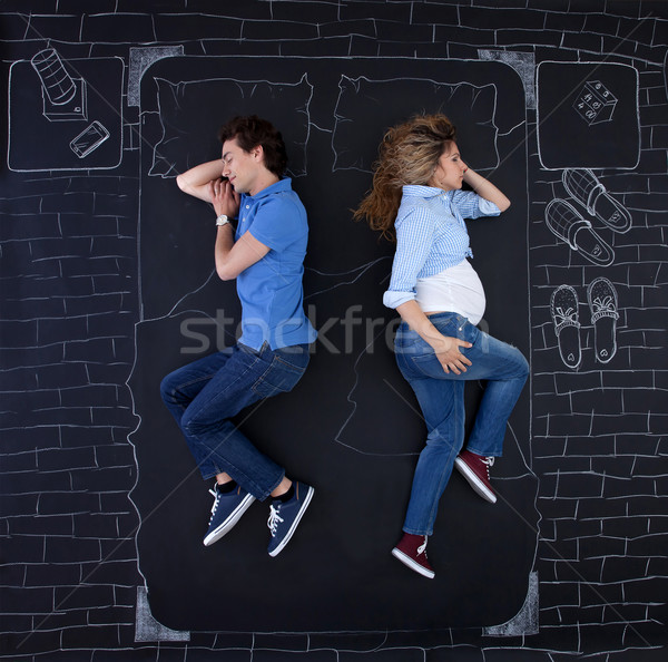 Schlafen Bett zusammen über zurück Stock foto © blanaru