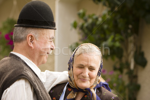 Yaşlı çift portre ülke yan gülen Stok fotoğraf © blanaru