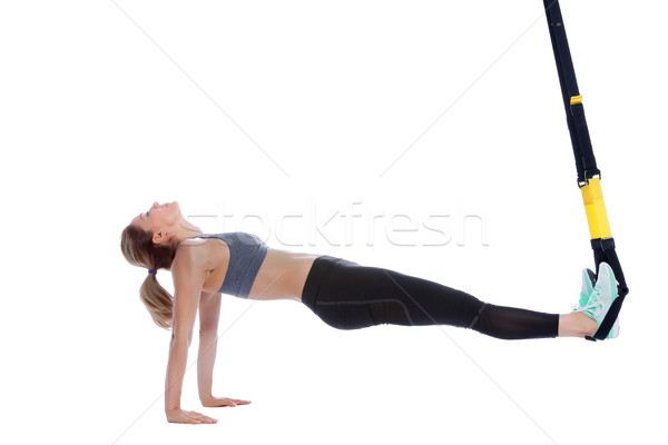 Planke Hände sportlich Frau Ausübung Stock foto © blanaru
