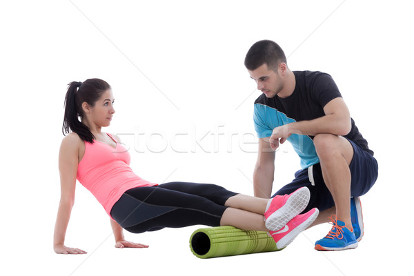 Espuma exercer explicação mulher esportes fitness Foto stock © blanaru