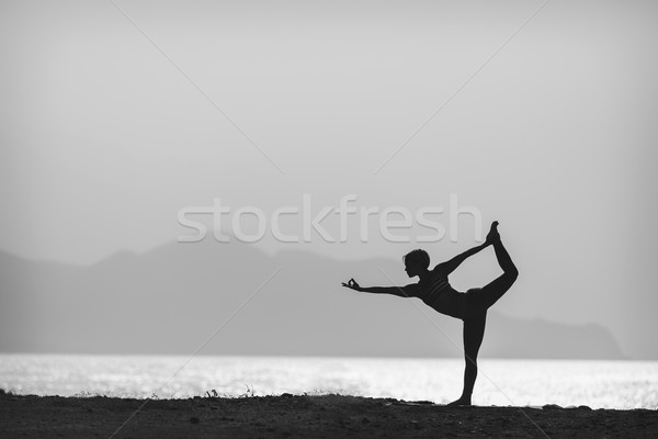 Сток-фото: женщину · силуэта · океана · пляж