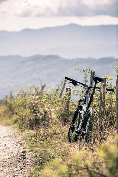 Mountain bike urmări traseu inspirational odihna Imagine de stoc © blasbike