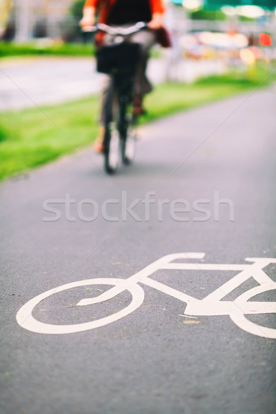 City bike sign on road colorful Stock photo © blasbike