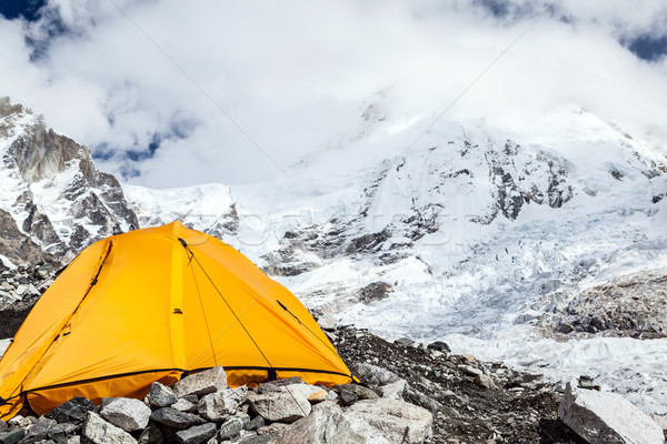 Everest tábor sátor kilátás Himalája hegyek Stock fotó © blasbike