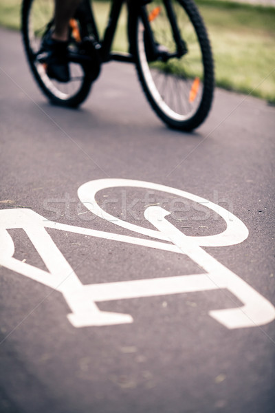 City bicycle riding on bike path Stock photo © blasbike