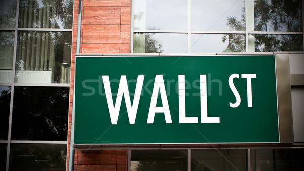 Wall Street imzalamak duvar sokak işareti ofis binası ofis Stok fotoğraf © blasbike
