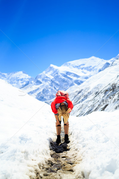 устал женщину скалолазания походов зима гор Сток-фото © blasbike