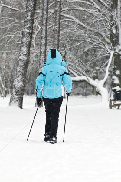 Nordic Walking on snow Stock photo © blasbike