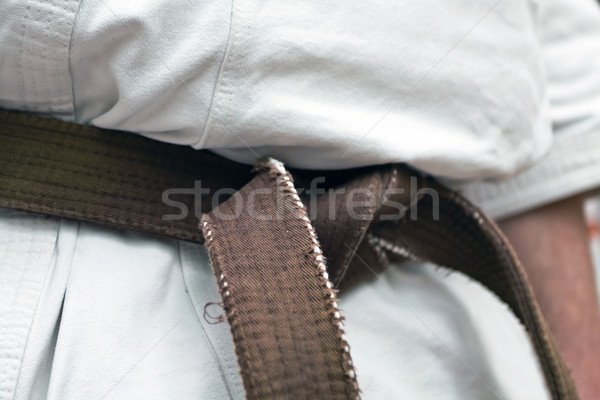 Karaté brun ceinture homme gymnase Photo stock © blasbike