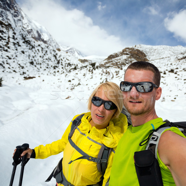 Pareja excursionistas retrato expedición invierno montanas Foto stock © blasbike