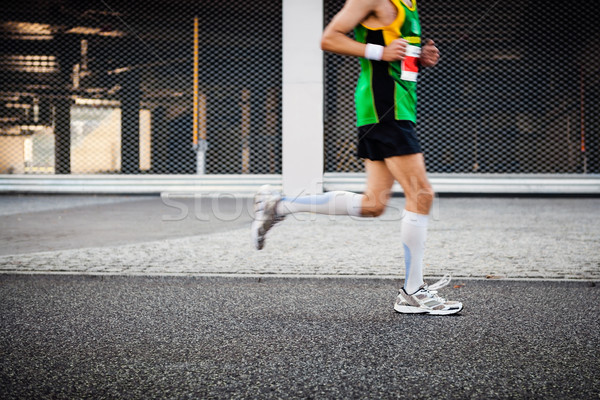 Stock foto: Menschen · läuft · Stadt · Marathon · Stadtstraße · Bewegungsunschärfe