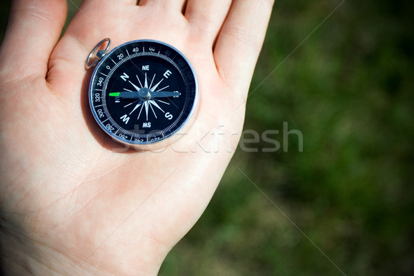 Man checking compass for right direction Stock photo © blasbike