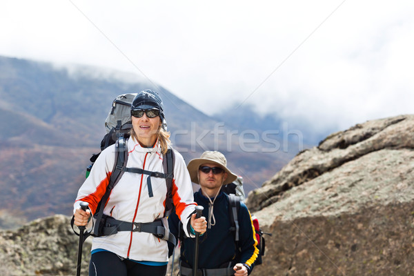 ストックフォト: カップル · ハイキング · 山 · ヒマラヤ山脈 · ネパール · 女性