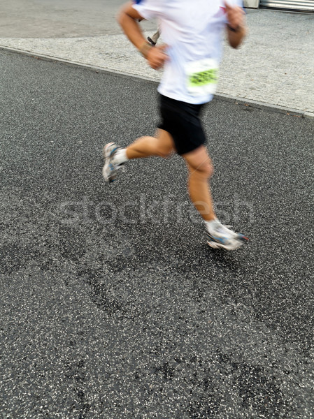 Foto stock: Homem · corrida · cidade · maratona · pessoas · rua