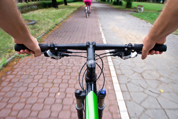 Ingázás bicikli út bemozdulás kezek férfi Stock fotó © blasbike