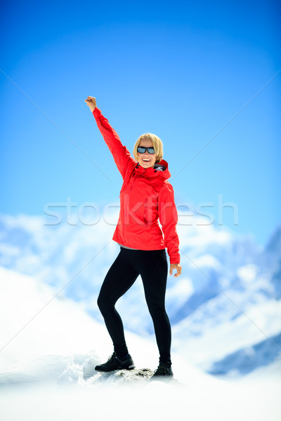 Woman success portrait on mountain peak Stock photo © blasbike