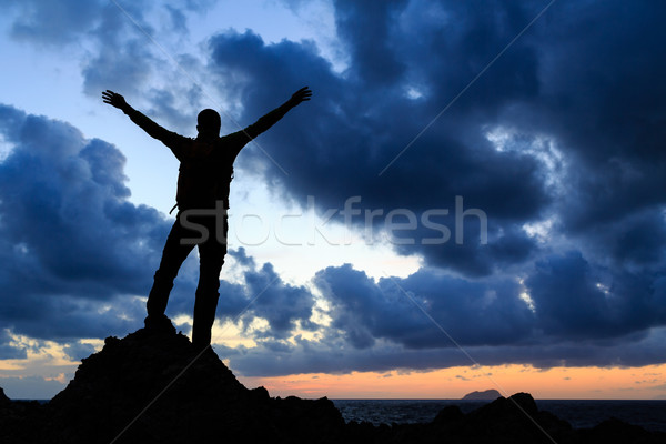 Happy winner reaching life goal success man Stock photo © blasbike
