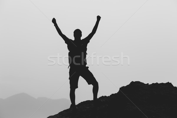 Happy winner reaching life goal success man Stock photo © blasbike
