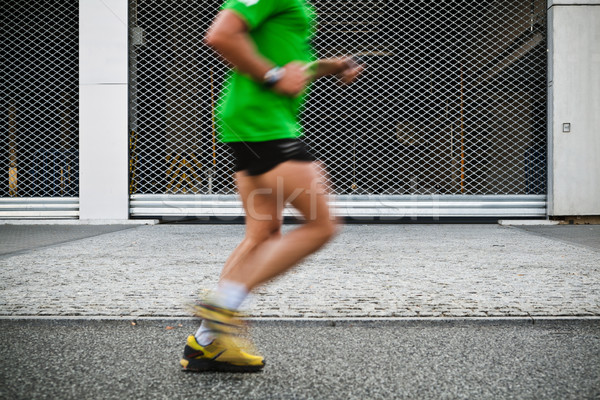 Foto stock: Pessoas · corrida · cidade · maratona · rua