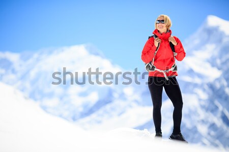 Woman success portrait on mountain peak Stock photo © blasbike