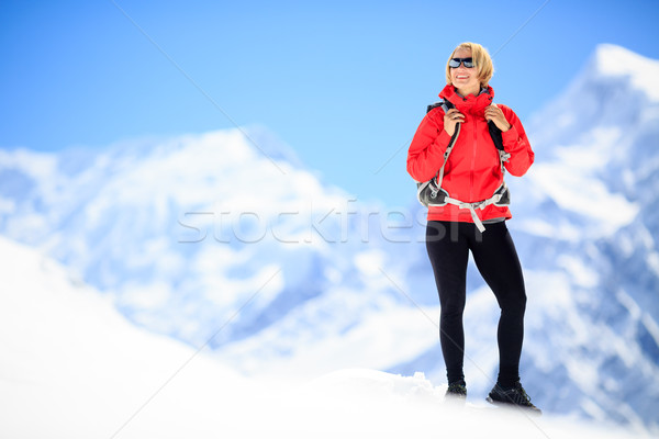 Woman success portrait on mountain peak Stock photo © blasbike