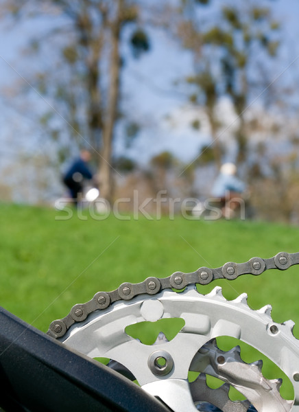 Stock foto: Fahrrad · Kette · verschwommen · Radfahrer · Menschen · Reiten