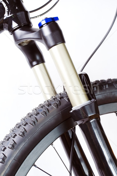 Mountain bike suspensão garfo roda branco verde Foto stock © blasbike