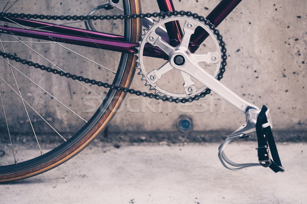 Road bicycle and concrete wall, urban scene vintage style Stock photo © blasbike