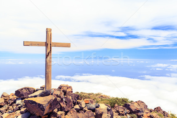 Christian cross on mountain top Stock photo © blasbike