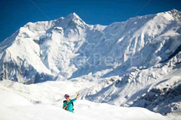 Woman success portrait on mountain peak Stock photo © blasbike