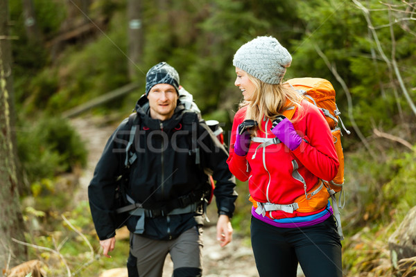 Couple hikers in mountains Stock photo © blasbike