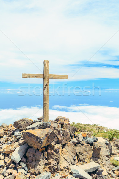 Christian cross on mountain top Stock photo © blasbike