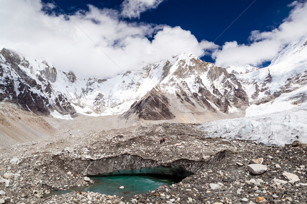 Foto stock: Geleira · evereste · acampamento · himalaia · montanhas