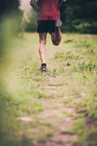 Man runner cross country running on trail Stock photo © blasbike