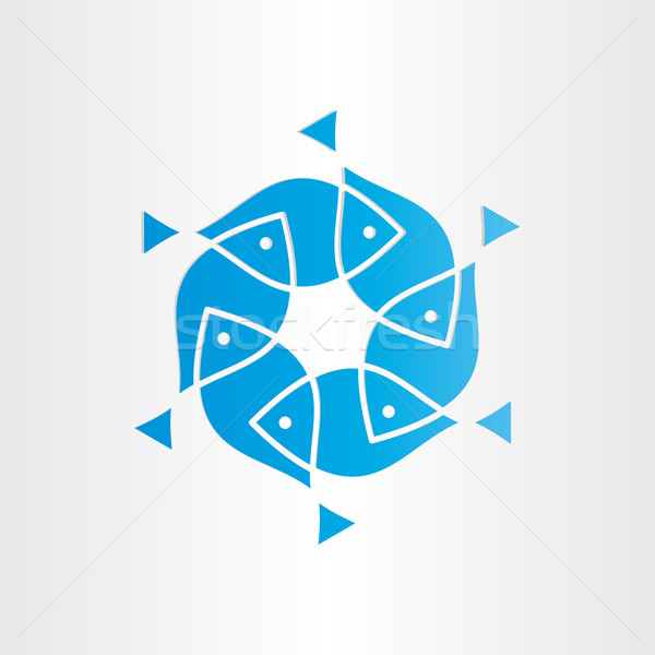 blue fish in circle design element Stock photo © blaskorizov
