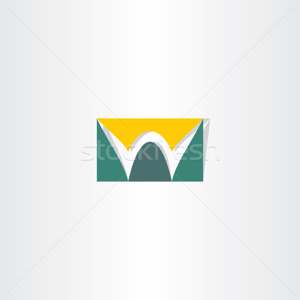 Estilizado logotipo letra w verde amarelo projeto Foto stock © blaskorizov