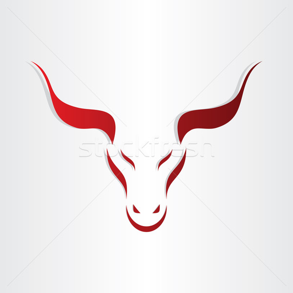 Stock fotó: Stilizált · szimbólum · piros · bika · ikon · terv