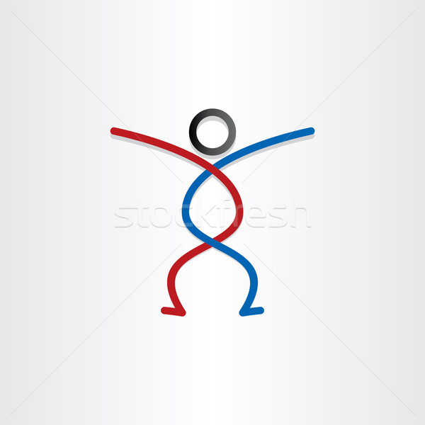 Człowiek linie symbol siłowni niebieski Zdjęcia stock © blaskorizov