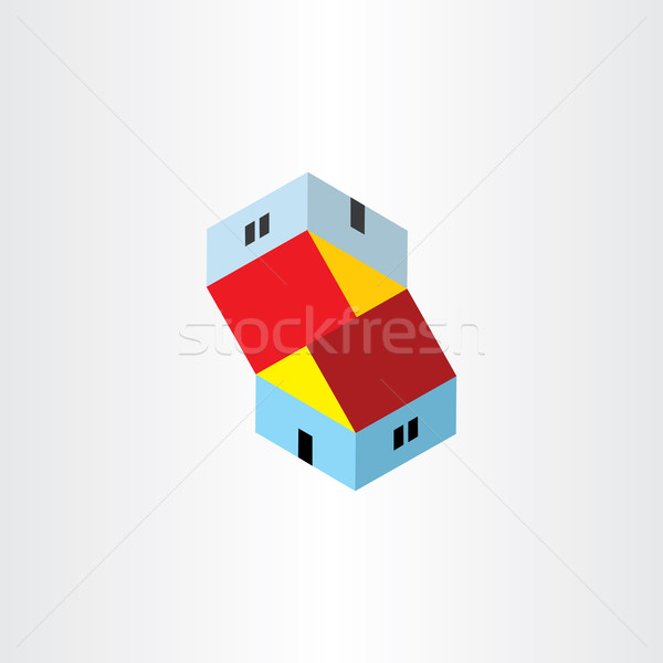 Házak illúzió ikon terv építkezés otthon Stock fotó © blaskorizov