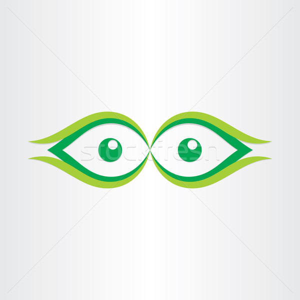 Ludzi oczy stylizowany ikona wygląd zielone Zdjęcia stock © blaskorizov